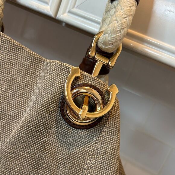 Michael Kors Bag Purse Handbag Canvas Sailor Rope Tote Bag Pocketbook - Picture 5 of 16